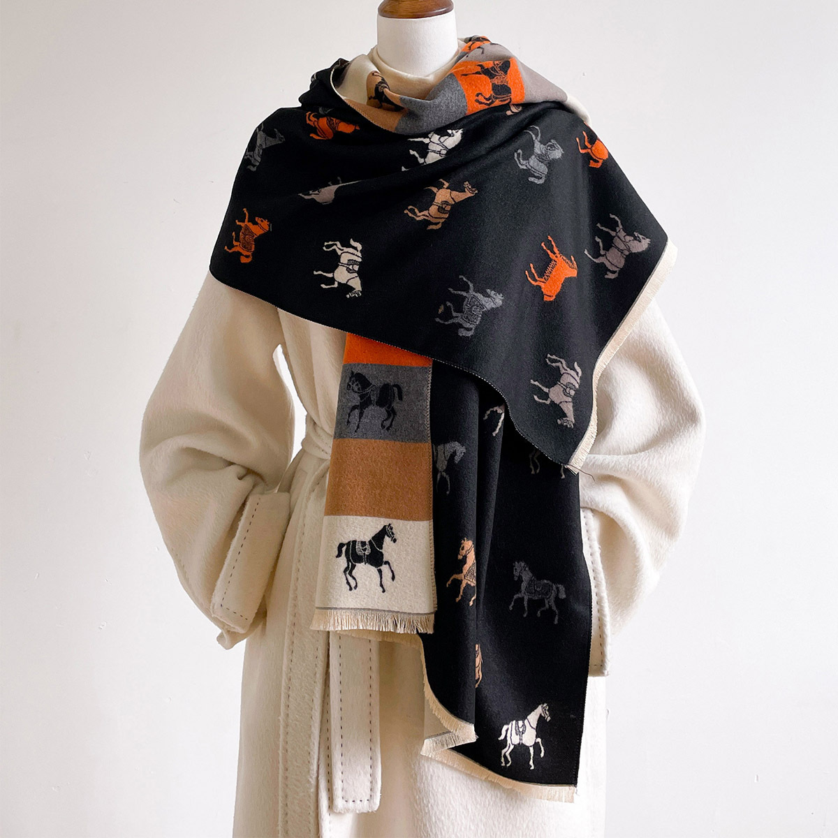 وشاح خريف وشتاء للنساء، شالات  - مراجعة Woven Scarf Blanket وسعره