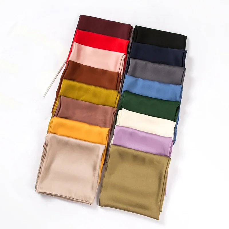 وشاح ساتان نسائي 70 سم بلون مو - مراجعة Scarf Silk Square وسعره