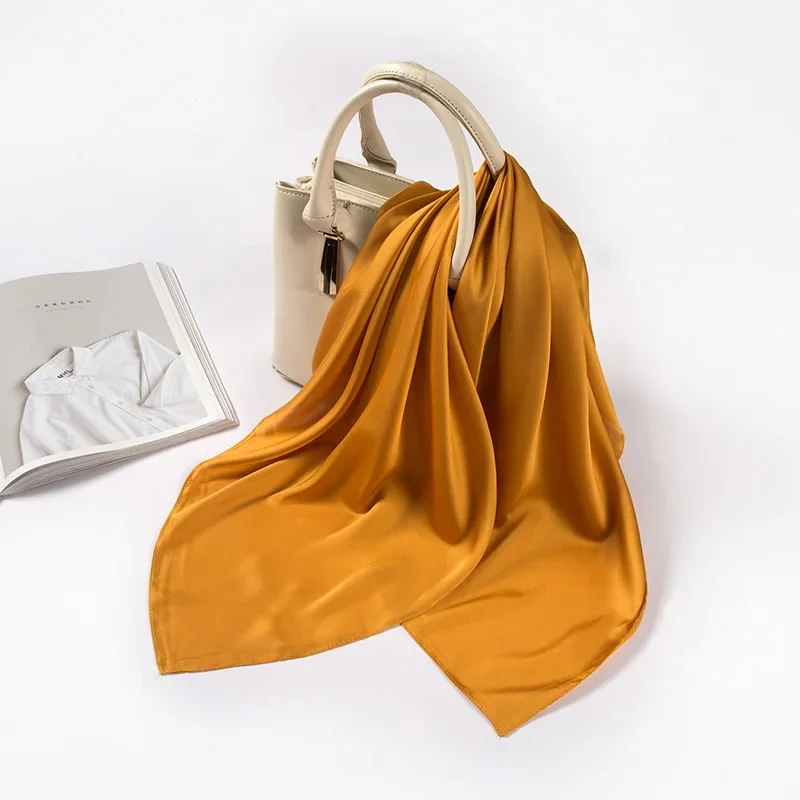 وشاح ساتان نسائي 70 سم بلون مو - مراجعة Scarf Silk Square وسعره